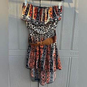 Rue21 Orange and Black High Low Dress